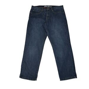Eddie Bauer Straight Fit Warm Flannel Lined  Denim Blue Jeans Men’s Size 34x30